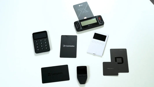 Seven cheap hardware wallets: Tangem, Trezor Safe 3, Ellipal X Card, OneKey Classic 1S Pure, SafePal X1, CoolWallet GO, and DCENT S.