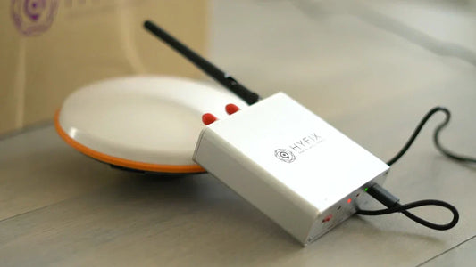 geodnet miner laying on a GNSS antenna