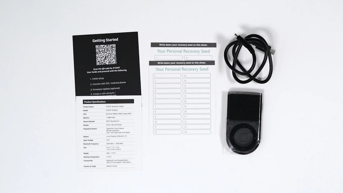 DCENT Biometric Wallet unboxing contents